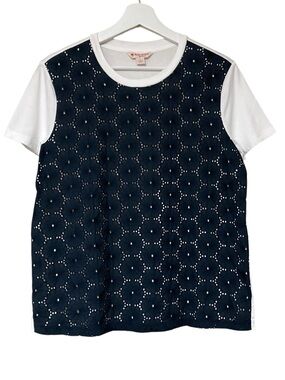 Brooks Brothers Navy Eyelet Front Tee